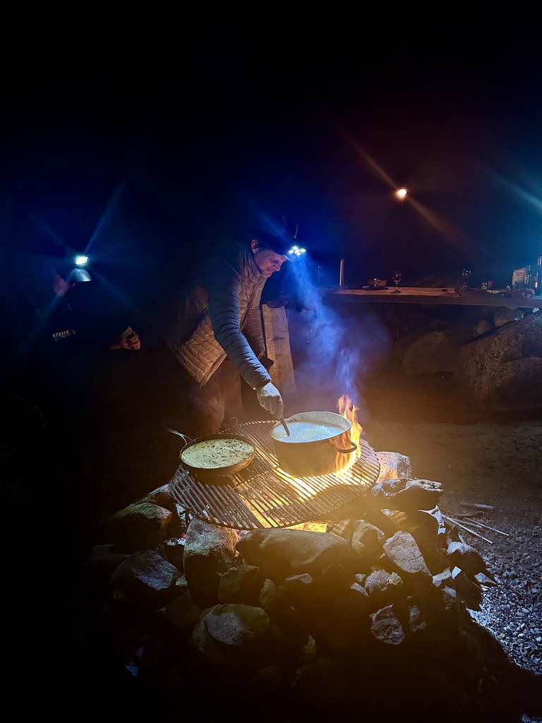 Cooking beneath the night sky