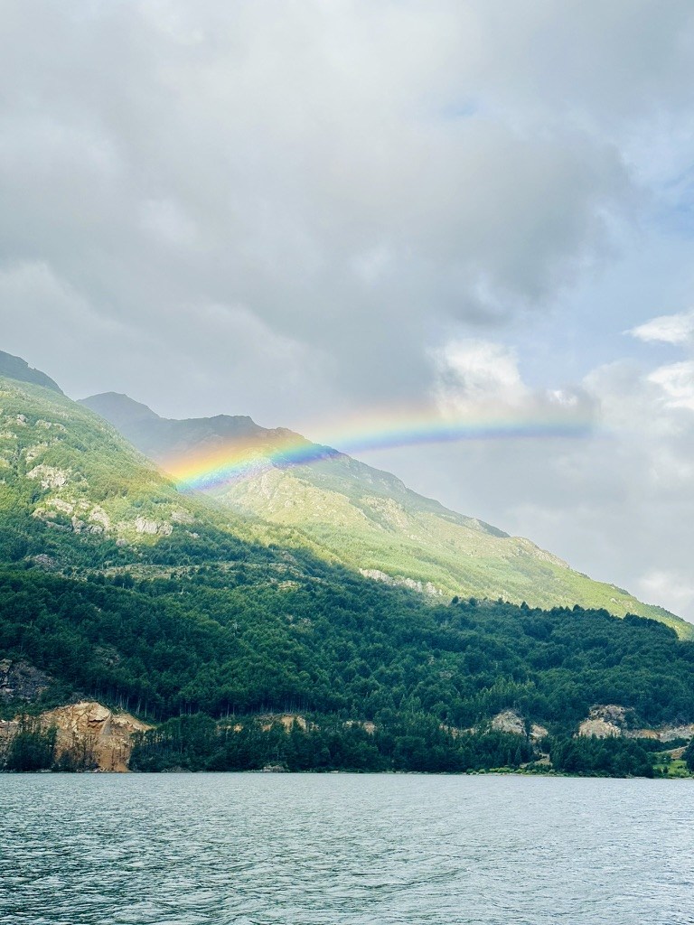 A rainbow across the mountains